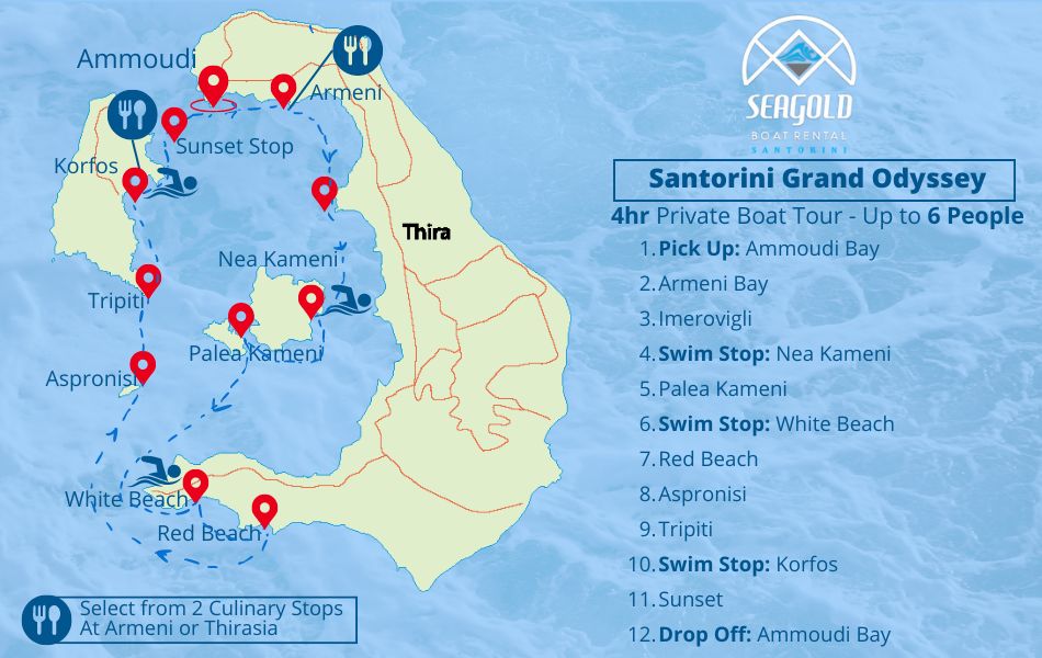 Santorini 8hr Boat Tour - Seagold's Santorini Extended Odyssey