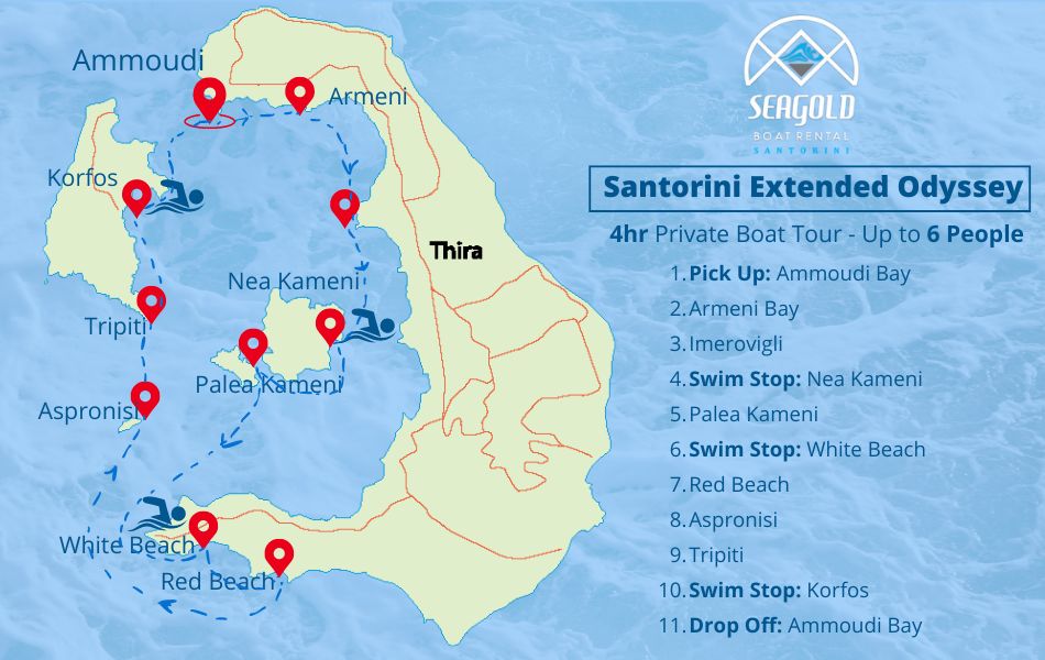 Santorini 4hr Boat Tour - Seagold's Santorini Extended Odyssey